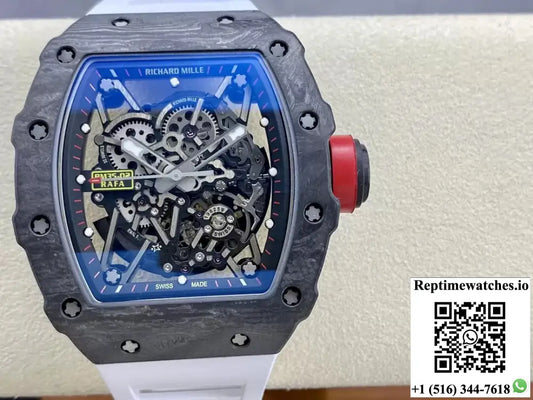 Richard Mille RM35-02 Carbon Fiber T+ Factory White Rubber Strap - Watches