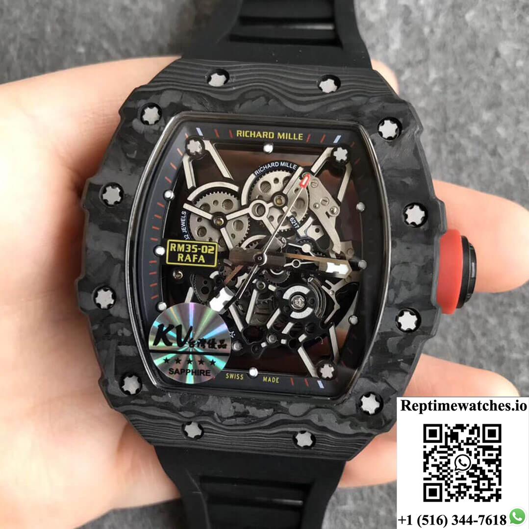 Richard Mille Rm35-02 Kv Factory V3 Carbon Fiber Black Strap-Rep Time Watches