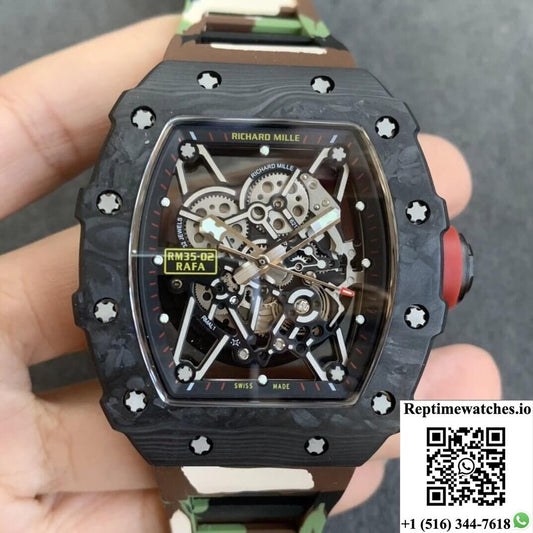 Richard Mille Rm35-02 Kv Factory V3 Carbon Fiber Camouflage Strap-Rep Time Watches
