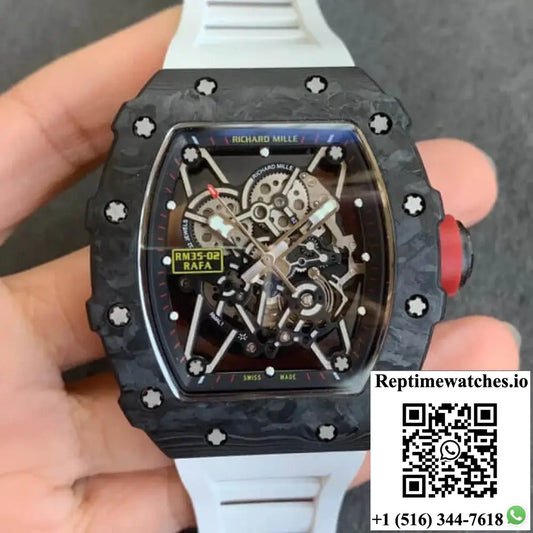 Richard Mille RM35-02 Kv Factory V3 Carbon Fiber White Rubber Strap Product Photo 1
