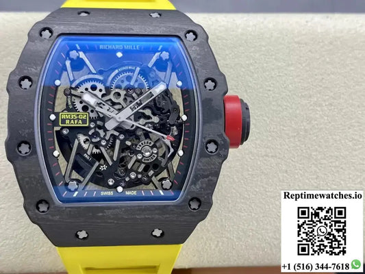 Richard Mille RM35-02 NTPT Carbon Fiber T+ Factory Yellow Rubber Strap - Watches