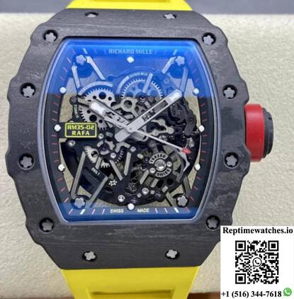 Richard Mille Rm35-02 Ntpt Carbon Fiber T+ Factory Yellow Rubber Strap-Rep Time Watches