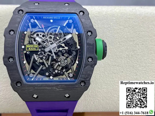 Richard Mille RM35-02 T+ Factory NTPT Carbon Fiber Purple Rubber Strap - Watches