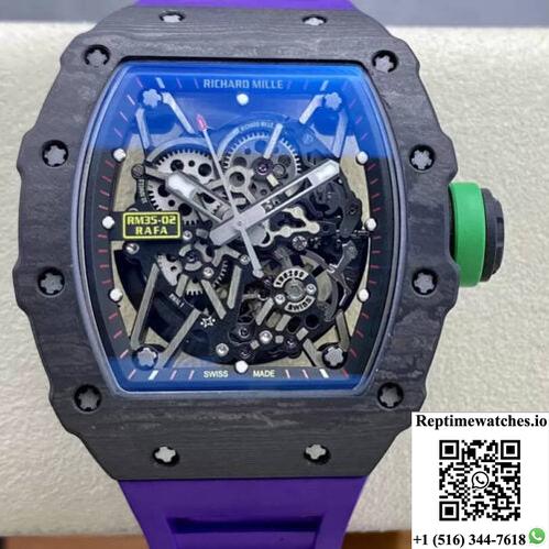 Richard Mille Rm35-02 T+ Factory Ntpt Carbon Fiber Purple Rubber Strap-Rep Time Watches
