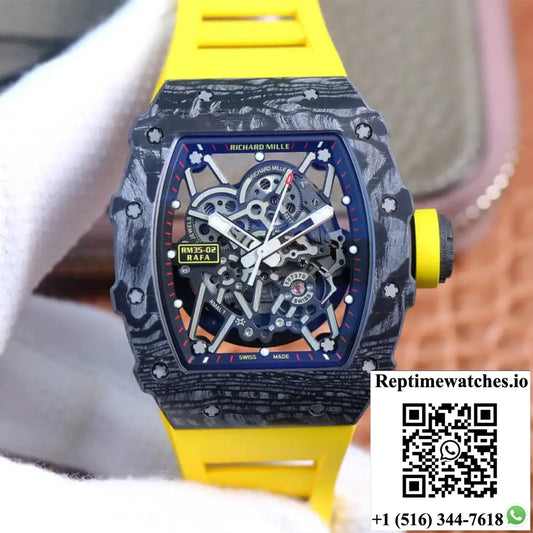 Richard Mille RM35-02 ZF Factory Yellow Rubber Strap - Watches