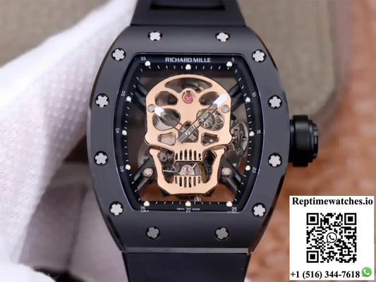 Richard Mille RM52-01 Tourbillon JB Factory Rose Gold Skull Dial - Watches