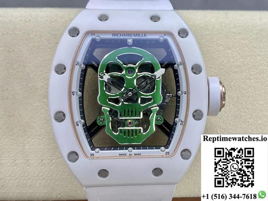 Richard Mille Rm52-01 Ys Factory Green Skull Tourbillon Dial-Rep Time Watches
