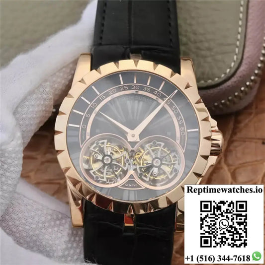 Roger Dubuis Excalibur RDDBEX0280 JB Factory Tourbillon Gold Case Black Dial AI Factory