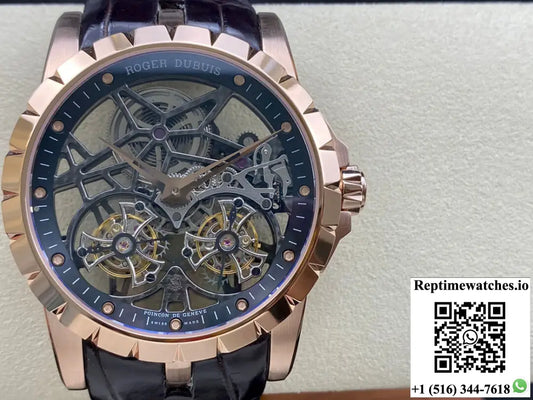 Roger Dubuis Excalibur RDDBEX0395 YS Factory Rose Gold Double Tourbillon Dial - Watches