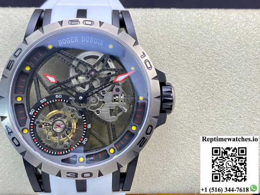 Roger Dubuis Excalibur RDDBEX0549 BBR Factory Tourbillon White Strap - Watches