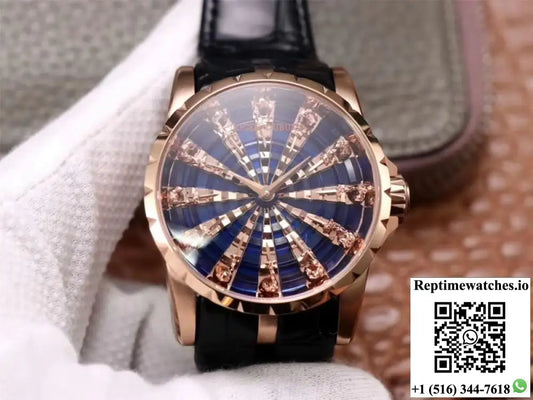Roger Dubuis Excalibur RDDBEX0684 ZZ Factory Rose Gold Blue Dial AI Factory