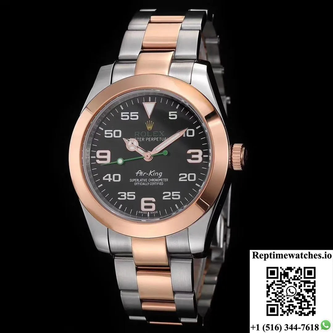 Rolex Air-King 116900 Rose Gold Jf Factory Black Dial-Rep Time Watches