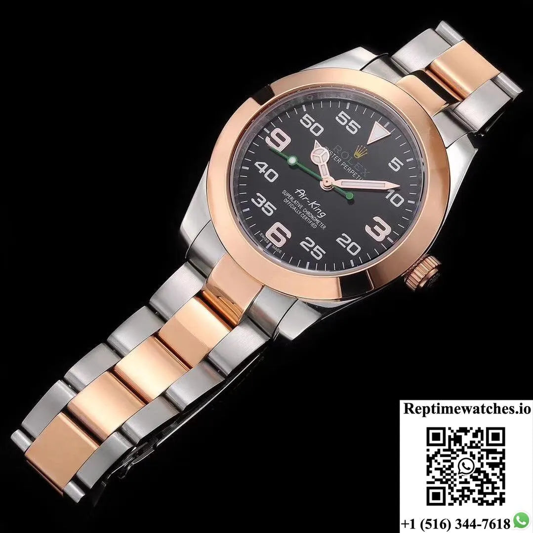 Rolex Air-King 116900 Rose Gold Jf Factory Black Dial-Rep Time Watches