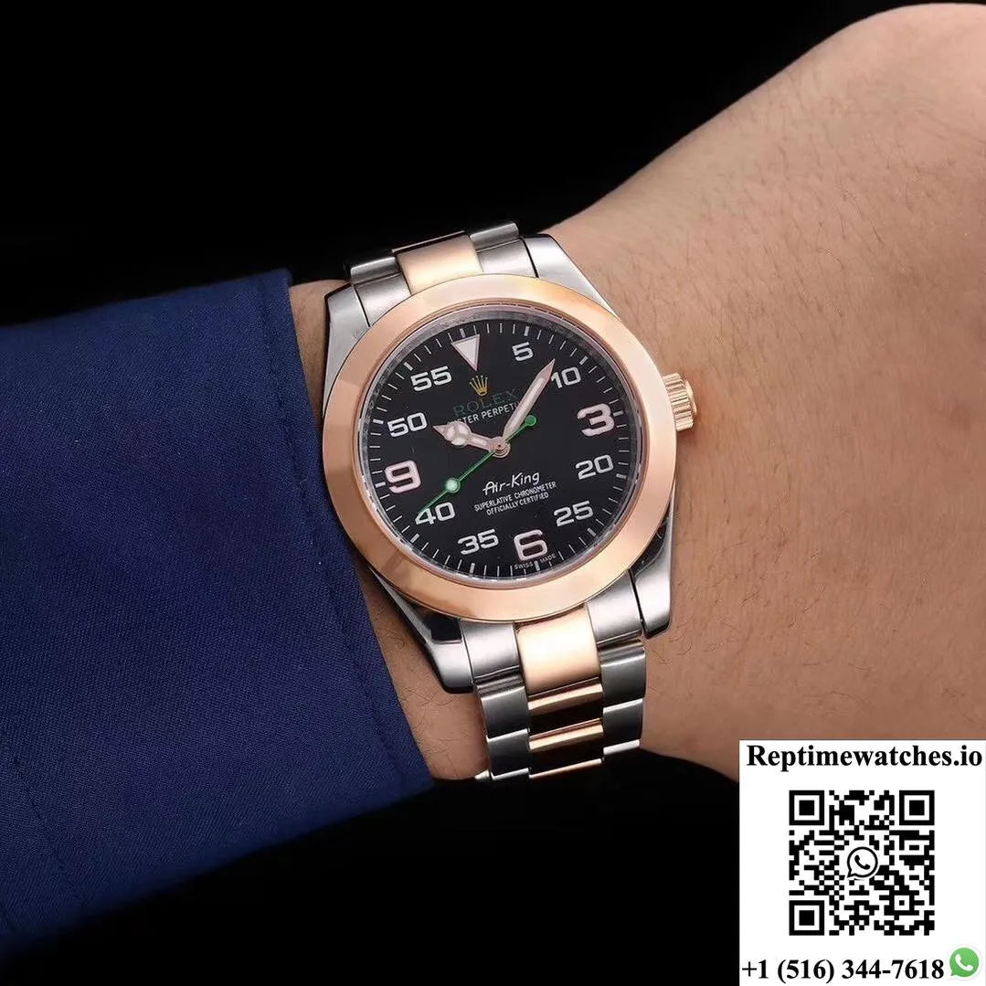 Rolex Air-King 116900 Rose Gold Jf Factory Black Dial-Rep Time Watches