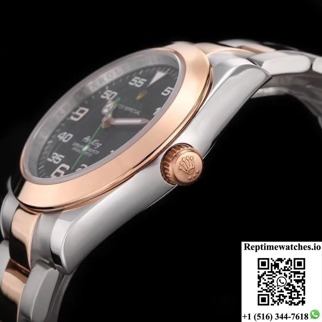 Rolex Air-King 116900 Rose Gold Jf Factory Black Dial-Rep Time Watches