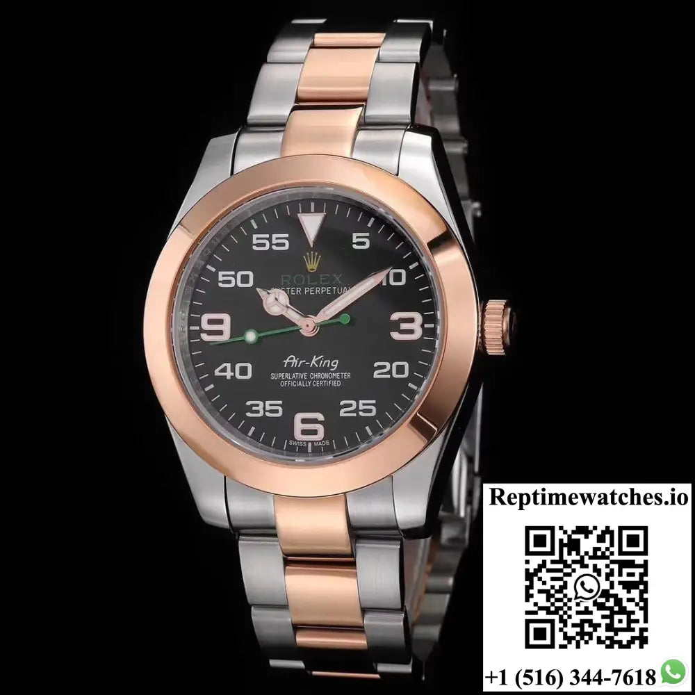 Rolex Air-King 116900 Rose Gold JF Factory Black Dial - Watches