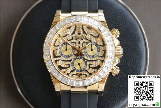 Rolex Cosmograph Daytona 116588 TBR Noob Factory Yellow Gold Diamond Bezel - Watches