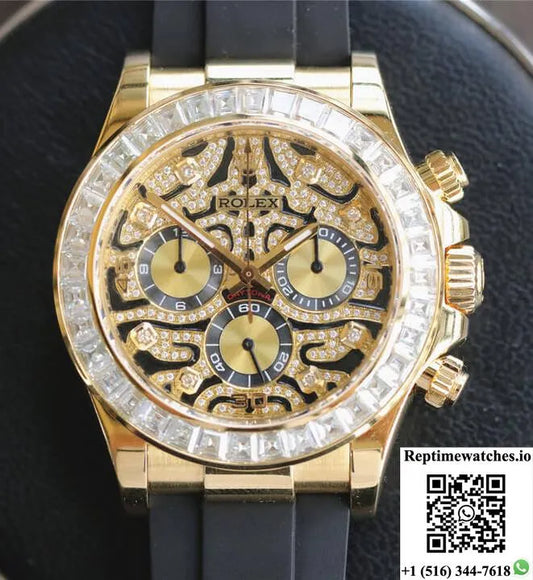 Rolex Cosmograph Daytona 116588 Tbr Noob Factory Yellow Gold Diamond Bezel-Rep Time Watches