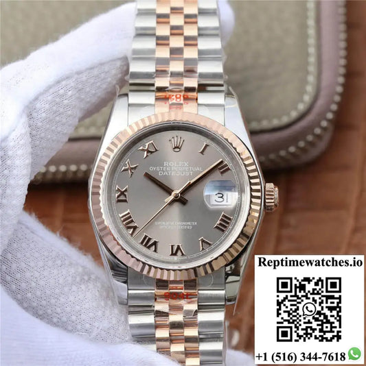 Rolex Datejust 116231-0087 36MM GM Factory Rose Gold Silver Dial - Watches