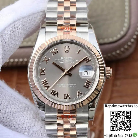 Rolex Datejust 116231-0087 36Mm Gm Factory Rose Gold Silver Dial-Rep Time Watches