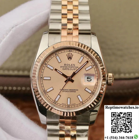 Rolex Datejust 116231 36Mm Gm Factory Rose Gold Pink Dial-Rep Time Watches
