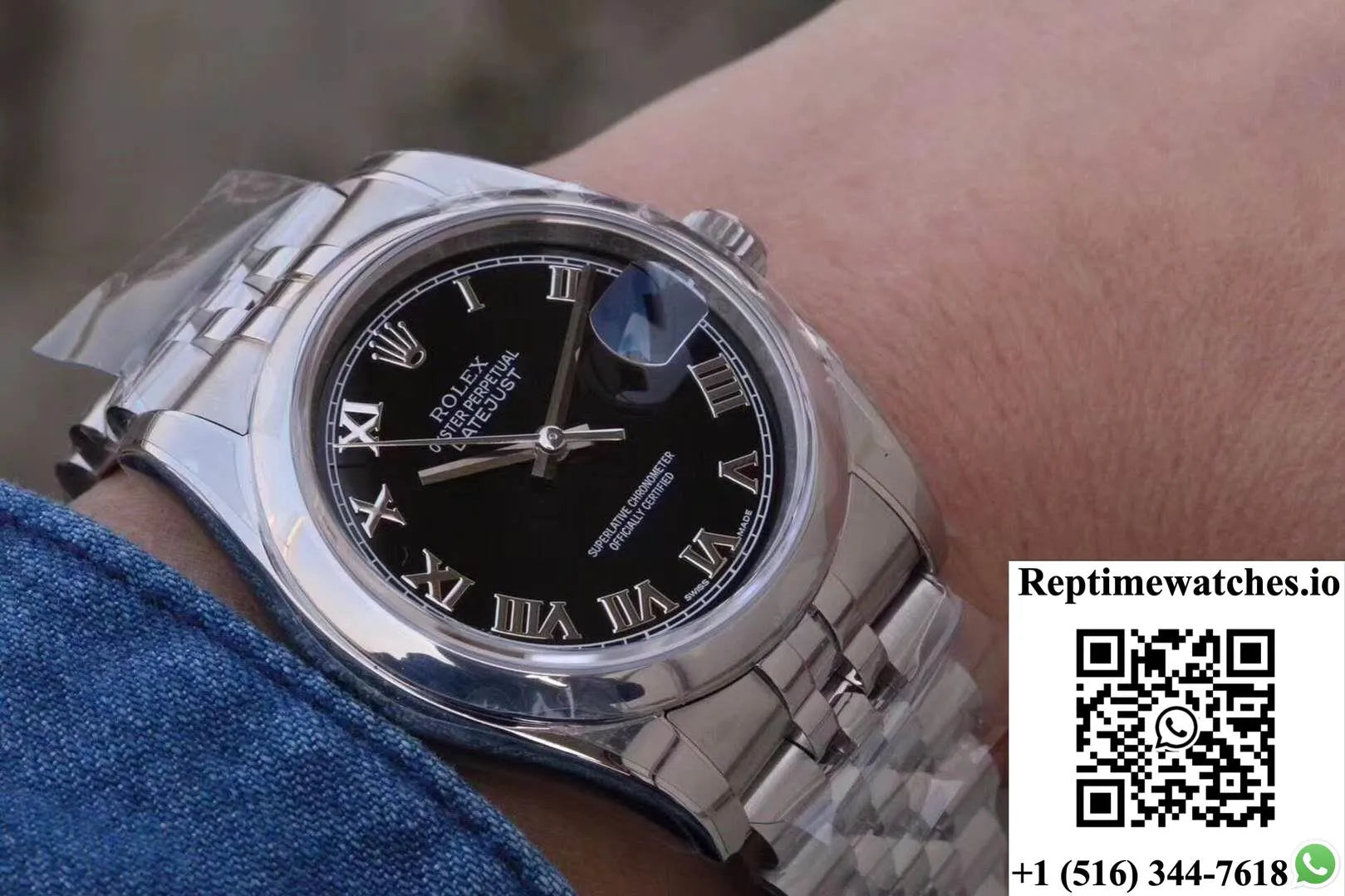 Rolex Datejust 116234 36Mm Ar Factory Black Dial Rome Time Scale-Rep Time Watches