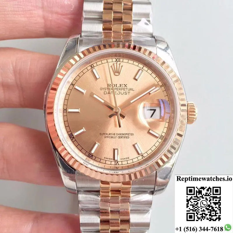 Rolex Datejust 116234 36Mm Ar Factory Rose Gold Dial-Rep Time Watches