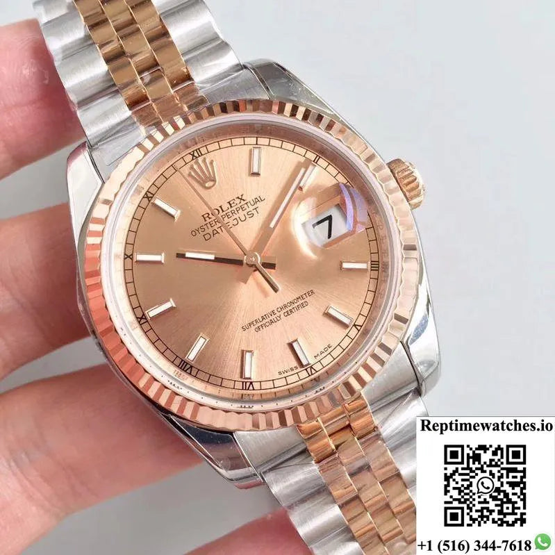 Rolex Datejust 116234 36Mm Ar Factory Rose Gold Dial-Rep Time Watches