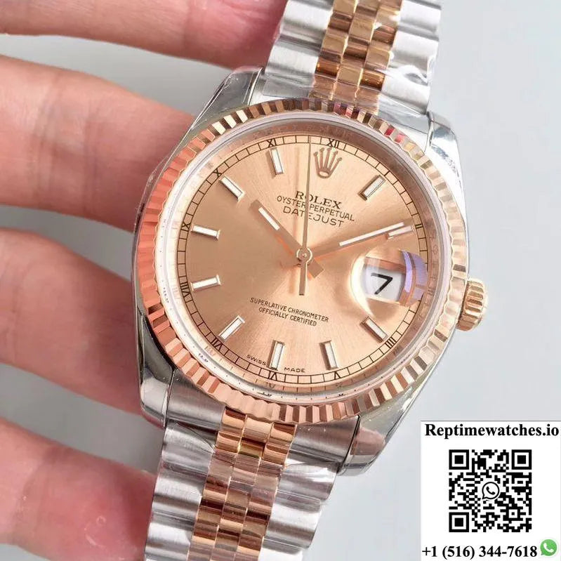 Rolex Datejust 116234 36Mm Ar Factory Rose Gold Dial-Rep Time Watches
