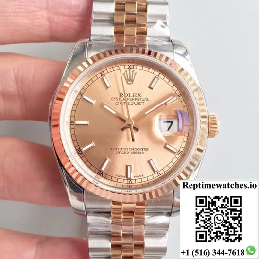 Rolex Datejust 116234 36mm AR Factory Rose Gold Dial - Watches