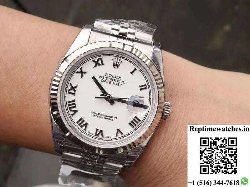 Rolex Datejust 116234 36Mm Ar Factory White Dial With Roman Time Scale-Rep Time Watches