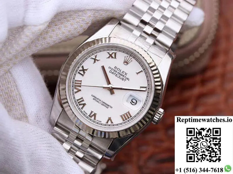Rolex Datejust 116234 36Mm Ar Factory White Dial With Roman Time Scale-Rep Time Watches
