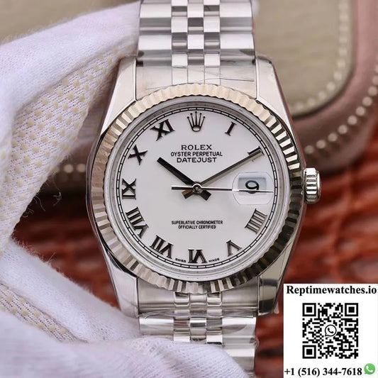 Rolex Datejust 116234 36Mm Ar Factory White Dial With Roman Time Scale-Rep Time Watches