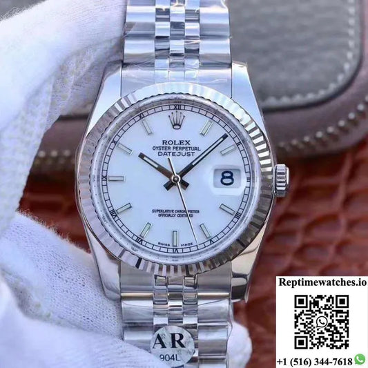 Rolex Datejust 116234 36Mm Ar Factory White Enamel Dial-Rep Time Watches