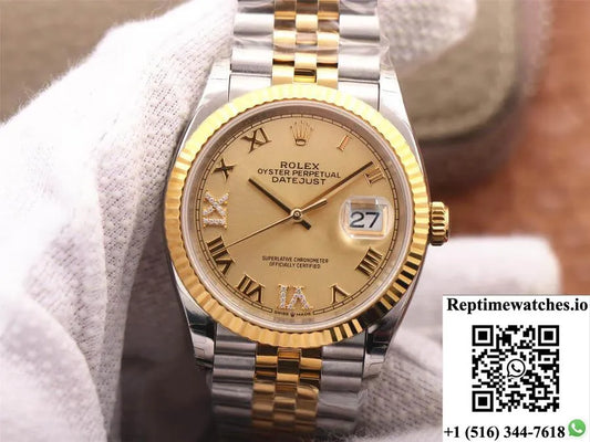 Rolex Datejust 126233 Ew Factory Diamond Gold Dial-Rep Time Watches