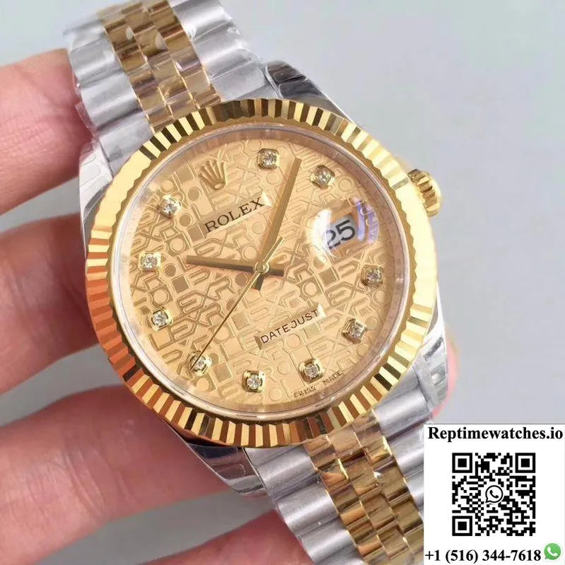 Rolex Datejust 126333-0003 41Mm Ew Factory Diamond-Studded Gold Textured Dial-Rep Time Watches