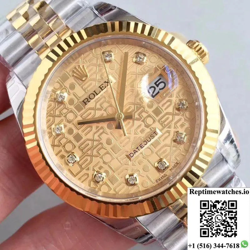 Rolex Datejust 126333-0003 41Mm Ew Factory Diamond-Studded Gold Textured Dial-Rep Time Watches