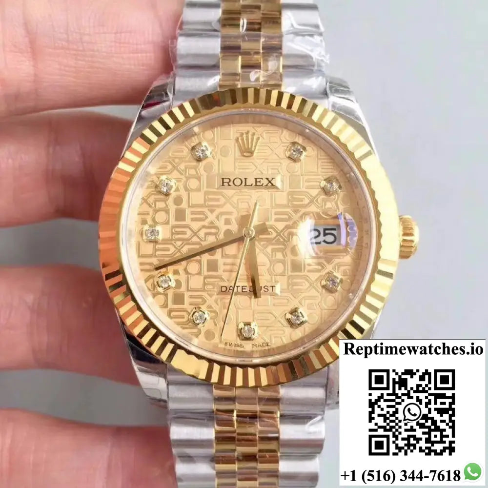 Rolex Datejust 126333-0003 41MM EW Factory Diamond-studded Gold Textured Dial - Watches