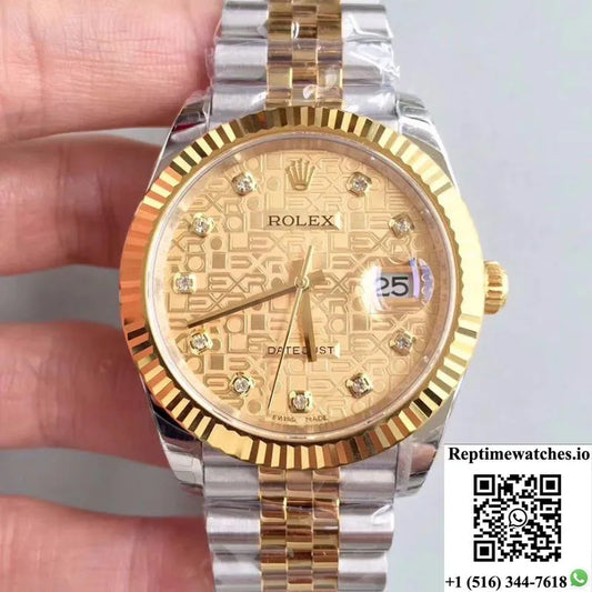 Rolex Datejust 126333-0003 41Mm Ew Factory Diamond-Studded Gold Textured Dial-Rep Time Watches