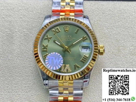 Rolex Datejust 178273 31Mm Tw Factory Green Dial-Rep Time Watches