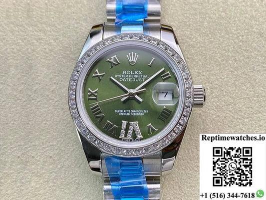Rolex Datejust 28Mm Bp Factory Diamond-Set Green Dial-Rep Time Watches