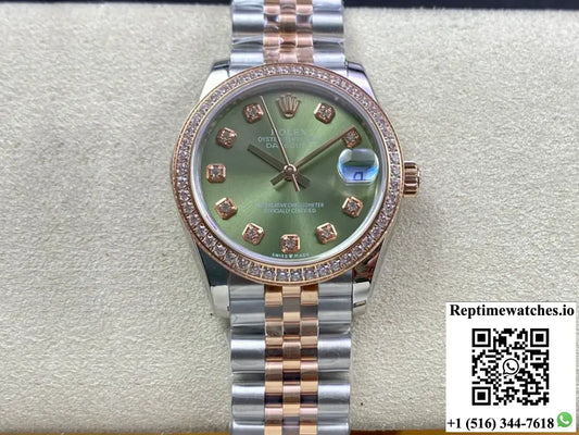 Rolex Datejust 31MM EW Factory Diamond-set Green Dial - Watches