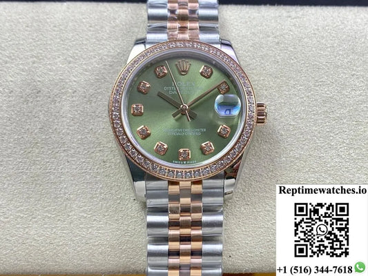 Rolex Datejust 31Mm Ew Factory Diamond-Set Green Dial-Rep Time Watches