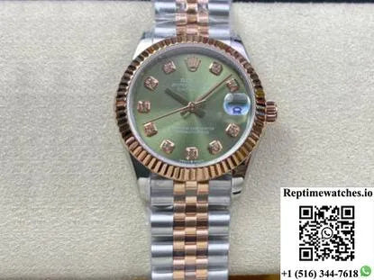 Rolex Datejust 31Mm Ew Factory Green Dial-Rep Time Watches