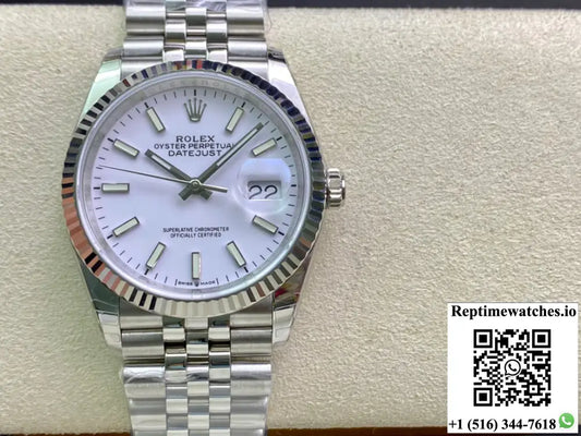 Rolex Datejust 36MM EW Factory Stainless Steel White Dial - Watches