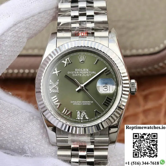 Rolex Datejust 36Mm Gm Factory Green Dial-Rep Time Watches