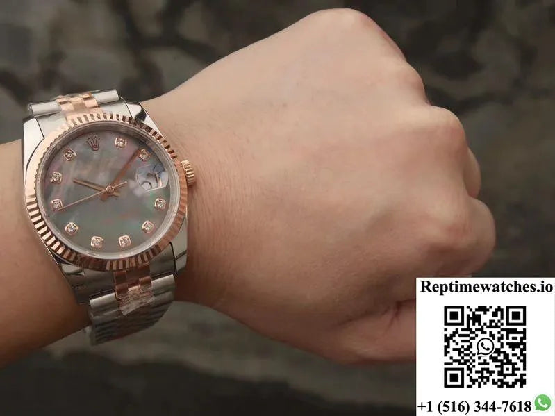 Rolex Datejust 36Mm Gm Factory Grey Mother-Of-Pearl Dial-Rep Time Watches