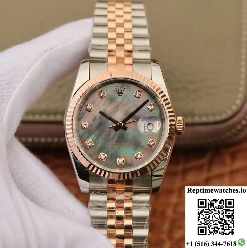 Rolex Datejust 36Mm Gm Factory Grey Mother-Of-Pearl Dial-Rep Time Watches