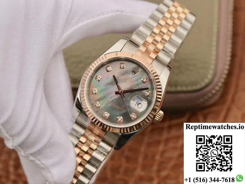 Rolex Datejust 36Mm Gm Factory Grey Mother-Of-Pearl Dial-Rep Time Watches