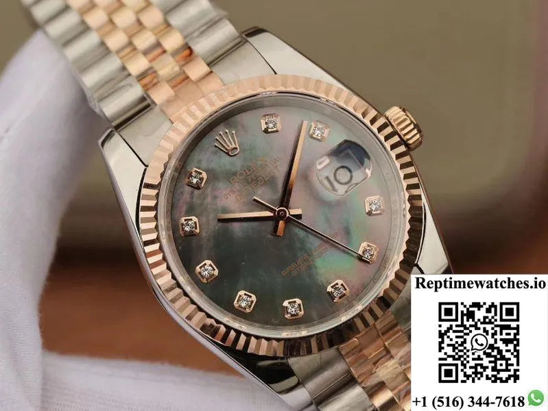 Rolex Datejust 36Mm Gm Factory Grey Mother-Of-Pearl Dial-Rep Time Watches